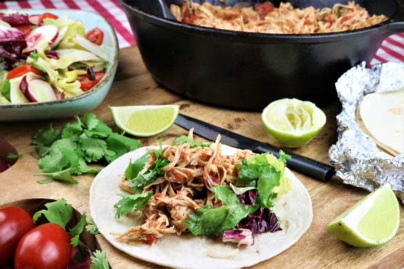 Dutch Oven Pulled Chicken Tacos
