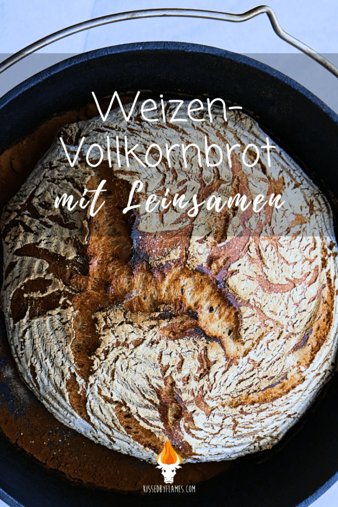 Weizen-Vollkornbrot mit Leinsamen aus dem Dutch Oven
